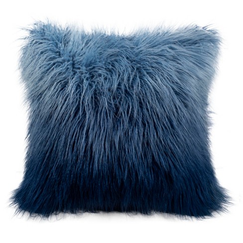 Cheer Collection Super Soft Shaggy Long Hair Throw Pillows Set Of 2 - Blue  Ombre (18 X 18) : Target