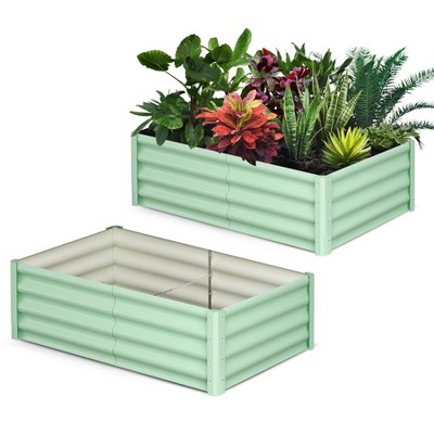 Large Outdoor Planter Boxes Kit Set of 2, Galvanized Steel Raised Garden Bed with Open-Ended Base Design, Elevated Planter