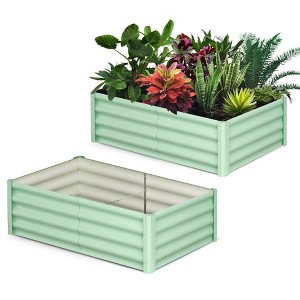 Large Outdoor Planter Boxes Kit Set of 2, Galvanized Steel Raised Garden Bed with Open-Ended Base Design, Elevated Planter - 1 of 4