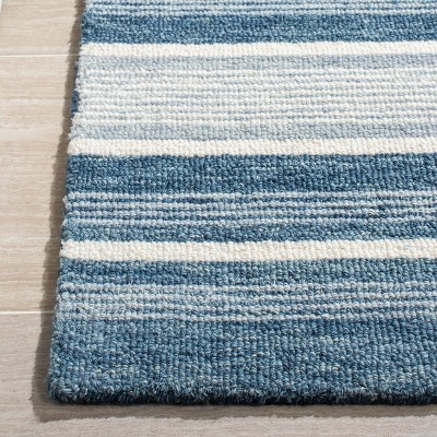 Blue and Ivory Hand-Tufted Wool 4' x 6' Area Rug