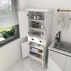 MAYEERTY White 71" Freestanding Kitchen Pantry, 4 Doors 1 Drawer 2 Adjustable Shelves - 3 of 4