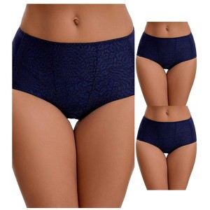 INSPIRE CHIC Women's Floral Lace Breathable Comfortable Mid Rise Underwear Briefs 3 Packs - 1 of 4