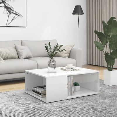 Vidaxl Coffee Table High Gloss White 35.4 In.x26.4 In.x13 In ...