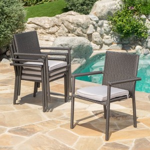 Sapphtopaz Patio Dining Chairs Wicker Patio Chairs with Back for Patio, Outside, Living Room - 1 of 4