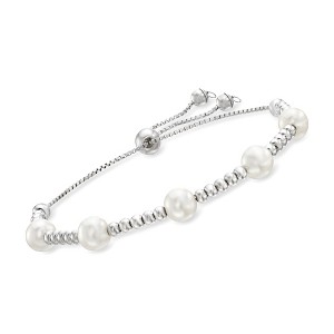 Ross-Simons 7-7.5mm Cultured Pearl Beaded Bolo Bracelet in Sterling Silver Size - 1 of 4