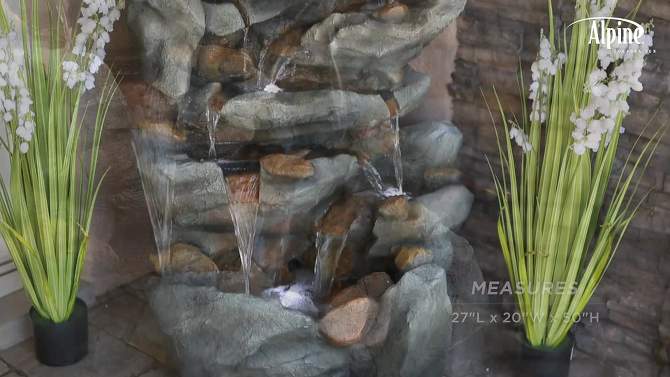 50&#34; Resin Tiered Rock Waterfall Fountain Gray - Alpine Corporation, 2 of 8, play video