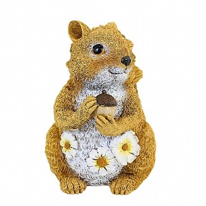 Roman 8.5 Inch Squirrel Garden Statue Acorn Flowers Bushy Tail Garden Figurines - 1 of 3