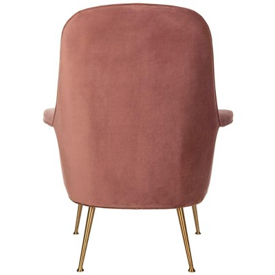 Dusty Rose Velvet Wood Contemporary Accent Arm Chair