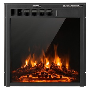 Costway 22.5'' Electric Fireplace Heater Inserts Recessed Ultra Thin Log Flame 1500W - 1 of 4