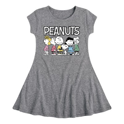 Girls' - Peanuts - Peanuts Crew Fit & Flair Cap Sleeve Dress