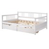 Full Size Wooden Daybed with 2 Drawers, Wood Slat Support, Safety Guardrails Sofa Day Bed Frame for Bedroom, Living Room No Box Spring Needed - 3 of 4