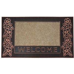 J&V TEXTILES Original Durable Rubber Door Mat, 18x28, Heavy Duty Doormat, Indoor Outdoor, Waterproof, Easy Clean, Low-Profile Mats for Entry, Garage - 1 of 2