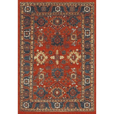 Vintage Hamadan Orange and Blue High Pile Area Rug