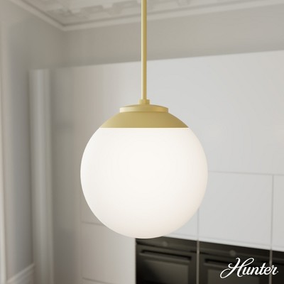 Hepburn 12" Painted Modern Brass Globe Pendant with White Glass