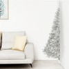 vidaXL 8ft Silver Artificial Half Christmas Tree with Sturdy Steel Stand - Realistic PVC Tips - Space Saving Half-Round Design - 2 of 4