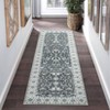 Washable Vintage Rug Non Slip Low Pile Rug Soft Throw Floor Cover Floral Foldable Indoor Carpet for Living Room Bedroom Playroom Nursery - 3 of 4