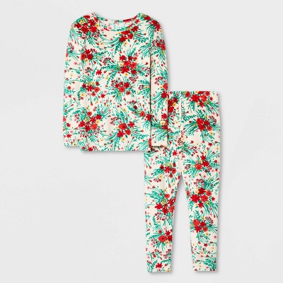 Toddler Girls' Christmas/Floral Pajama Set - Cat & Jack™ Red