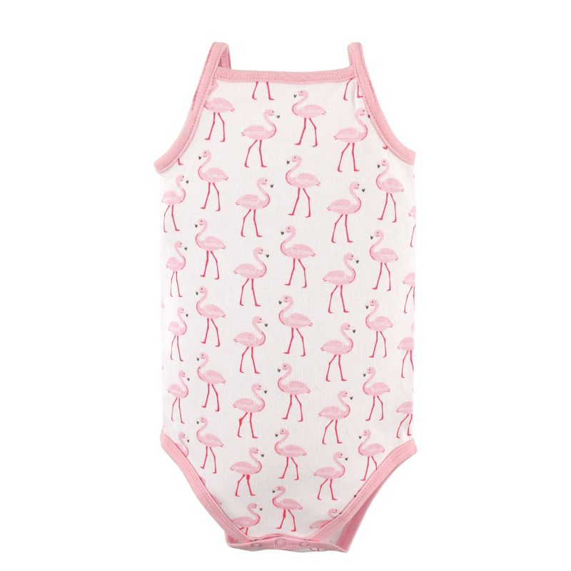 Hudson Baby Infant Girl Cotton Sleeveless Bodysuits 5pk, Pineapple, 4 of 8