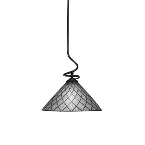 Toltec Lighting Capri 1 - Light Pendant in  Matte Black with 16" Diamond Ice Art Glass Shade - 1 of 1