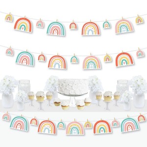 Big Dot of Happiness Hello Rainbow - Boho Baby Shower and Birthday Party  Decor - Clothespin Garland Banner - 44 Pieces - 1 of 4