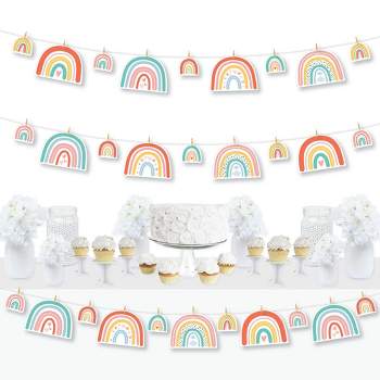 Big Dot of Happiness Hello Rainbow - Boho Baby Shower and Birthday Party  Decor - Clothespin Garland Banner - 44 Pieces