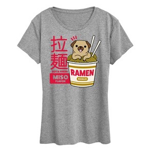 Women's - Instant Message - Ramen Pug Short Sleeve Graphic T-Shirt - 1 of 4