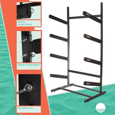 Black Heavy-Duty Steel Adjustable 4-Level Kayak Storage Rack