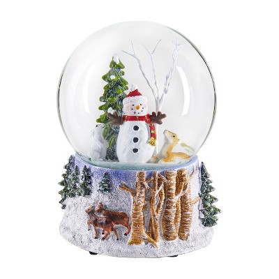 Evergreen Musical Polyresin Water Globe with Snowman Icon