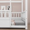Gulches Twin Size House Roof Floor Bed - Solid Pine Wood Kids Bed with 20'' Safety Guardrails, Spacious Entrance, White,Easy Assembly - 4 of 4