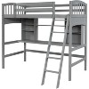 Twin Size Loft Bed with Desk, Solid Wood Twin Size Loft Bed Frame with Storage Shelves - 4 of 4