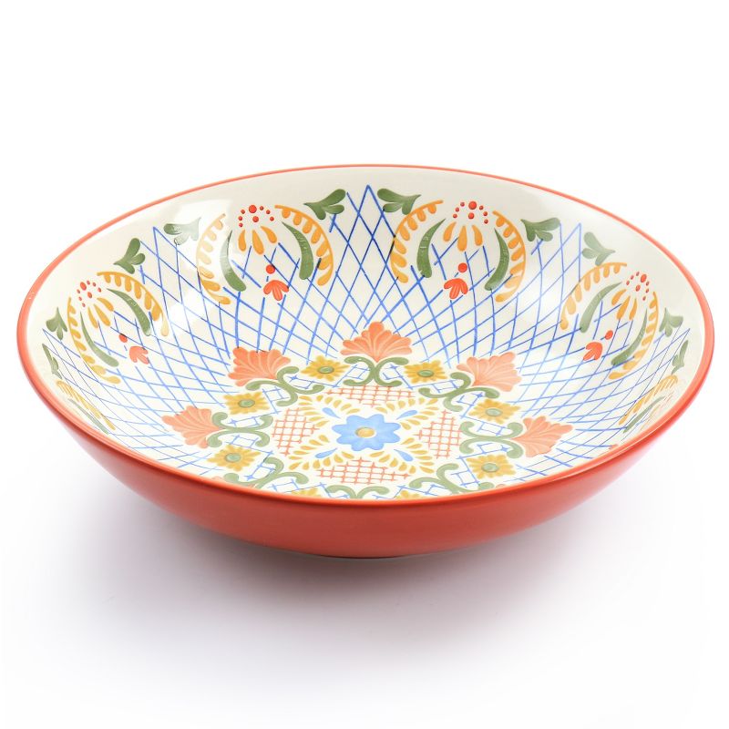 Gibson Laurie Gates California Designs Tierra 10.5 Inch hand Painted Stoneware Pasta Bowl in Red, 4 of 10