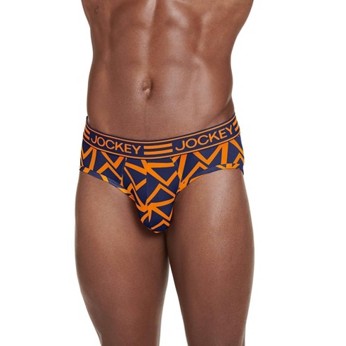 Jockey Mens Active Mesh Low-Rise Brief Underwear Bikini Briefs Nylon S Icy  Orange Print