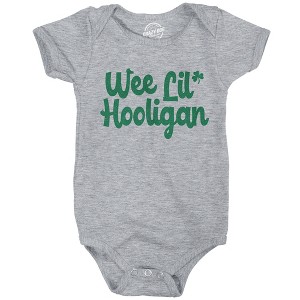 Creeper Wee Lil Hooligan T Shirt Funny Saint Patricks Day Baby Gift St. Paddys Tee - Crazy Dog Baby Bodysuit - 1 of 4