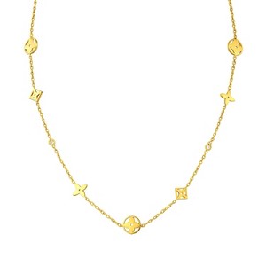 Gold Titanium Steel Multi - Shape Modern Women's Necklace - 1 of 4