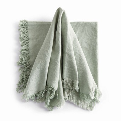 Plum & Post Aura Dinner Napkins - Green - Pre-Washed Cotton- 4pc