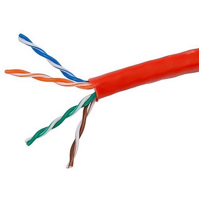 Monoprice Cat5e Ethernet Bulk Cable - Network Internet Cord - Solid, 350Mhz, UTP, CMR, Riser Rated,  Pure Bare Copper Wire, 24AWG, 1000ft, Red