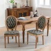 COWLOWN Set of 2 Antique-Inspired Dining Chairs, Handcrafted PU Leather Chairs with Solid Wood Legs - 3 of 4