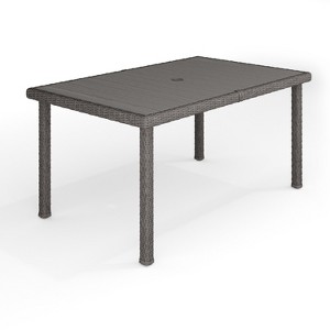 Martha Stewart Bedford 62" Indoor-Outdoor Patio Table with Engineered Wood Top in Rattan Wicker - 1 of 4