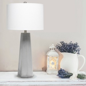 Concrete Pillar Table Lamp with Fabric Shade White - Lalia Home: Brushed Nickel, UL Listed, No Assembly Required - 1 of 4