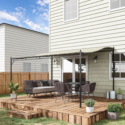 Outsunny Beige Steel Outdoor Pergola Gazebo with Canopy
