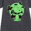 - Peanuts - Glow In The Dark Snoopy Vampire Graphic Short Sleeve Fleece Dress - 2 of 4