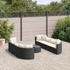 vidaXL 9 Piece Black Poly Rattan Patio Sofa Set with Cushions and Glass Coffee Table - Outdoor Garden Lounge Set for Patio, Deck, Terrace - 2 of 4