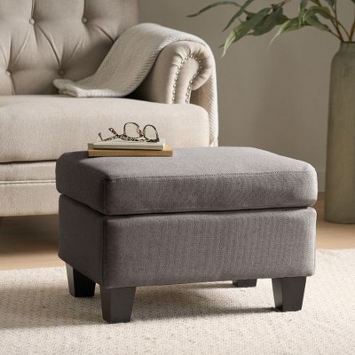 CAVINAS Plush Upholstered Ottoman Bench, Ottoman Foot Rest, Bedroom End Bench, Entryway Padded Footstool with Birch Wood Legs