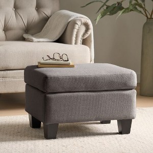 CAVINAS Plush Upholstered Ottoman Bench, Ottoman Foot Rest, Bedroom End Bench, Entryway Padded Footstool with Birch Wood Legs - 1 of 4