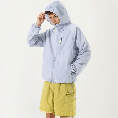 Alilang Men's Lightweight Windbreaker Jacket with Hood Full Zip Closure Chest Zipper Pocket and Elastic Cuff Design - X Large, Gray — фото 3