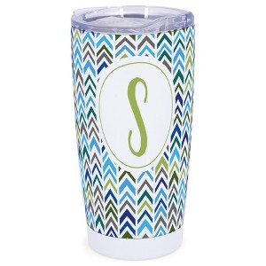 Elanze Designs S Monogram Herringbone Arrows Wrap-Around Design 20 Ounce Stainless Steel On-The-Go Coffee Mug, Thermal Travel Tumbler with Leak - 1 of 4