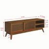 59'' Mid Century Modern Rattan TV Stand for 65 Inch TV, Media  Console with Sliding Doors for Living Room-3irtyhousy - 4 of 4