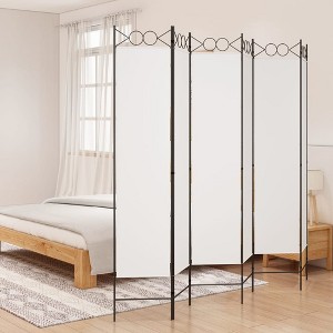 vidaXL 6-Panel Room Divider White 94.5"x78.7" Fabric - 1 of 4