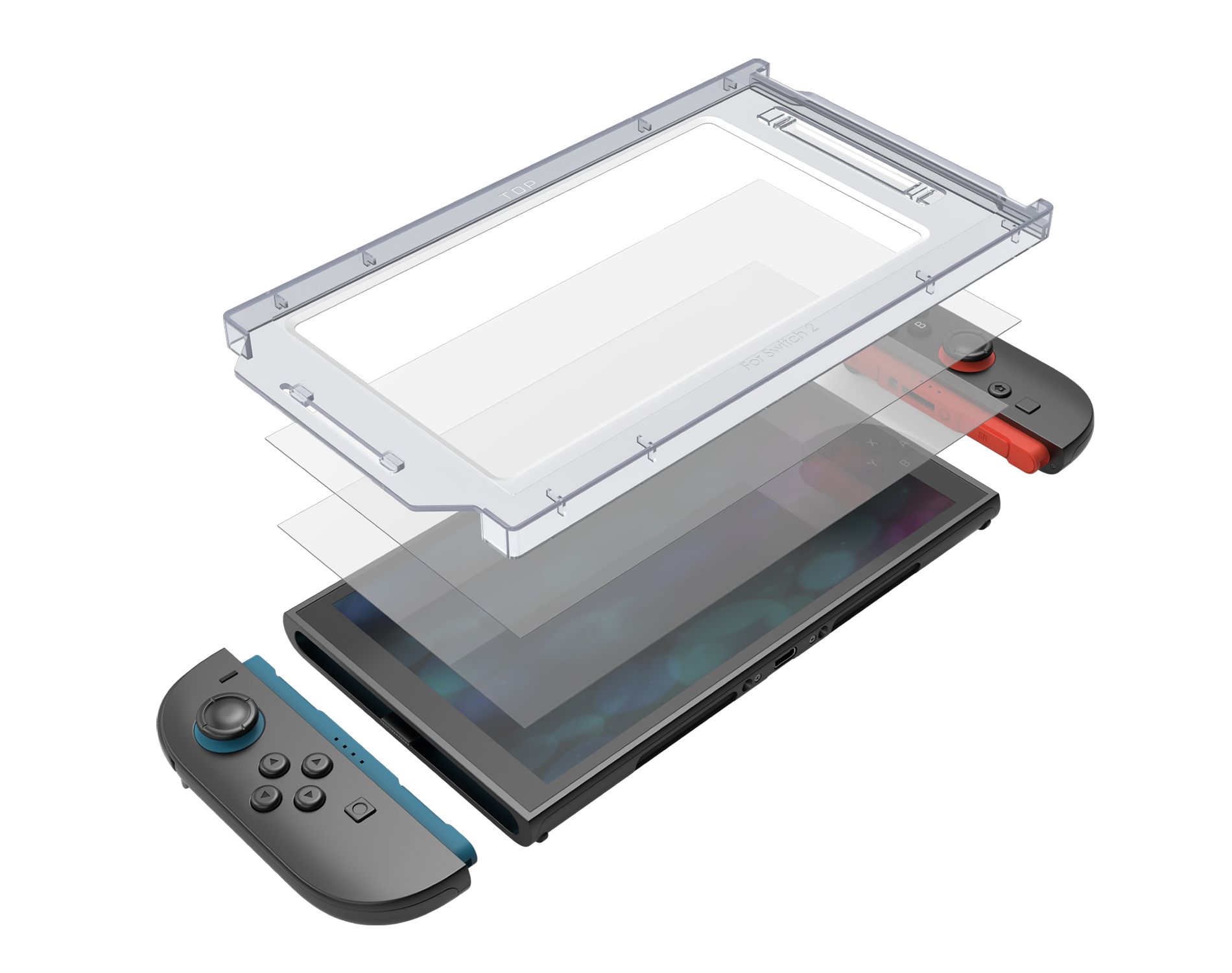 Fosmon 2 Pack Screen Protector Clear Tempered Glass For Nintendo Switch 2 with Error Free Installation Kit, Full Coverage Switch 2 Screen Protector