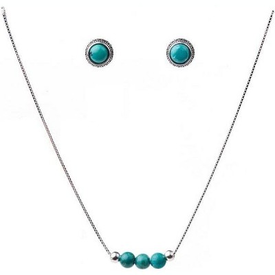 925 Sterling Silver Choker Necklace, Handmade with 3 Birthstone Beads for Women Turquoise Jewelry Set